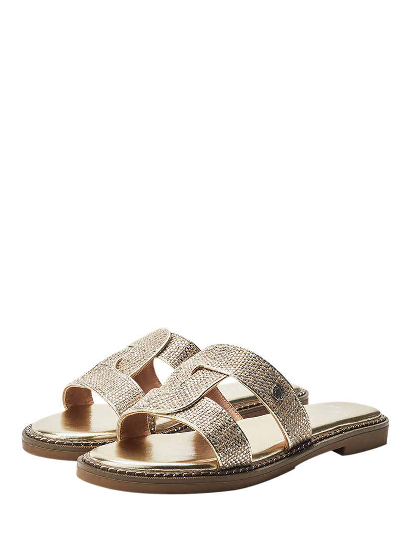 Product image 2 of 4, which shows Moda in Pelle Lupin Slider Sandals, Gold, 3