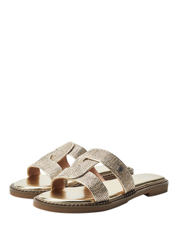 Moda in Pelle Lupin Slider Sandals, Gold - view 2, Gold