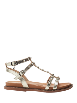 Moda in Pelle Limbah Leather Embellished Gladiator Sandals, Gold, Gold