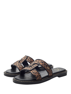 Moda in Pelle Lupin Slider Sandals, Leopard - view 2, Leopard