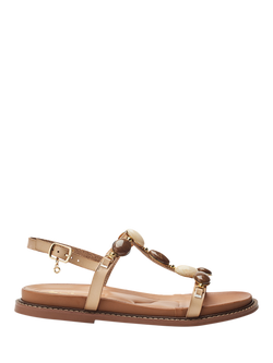 Moda in Pelle Nicca Embellished T-Bar Sandals, Off White, Off White