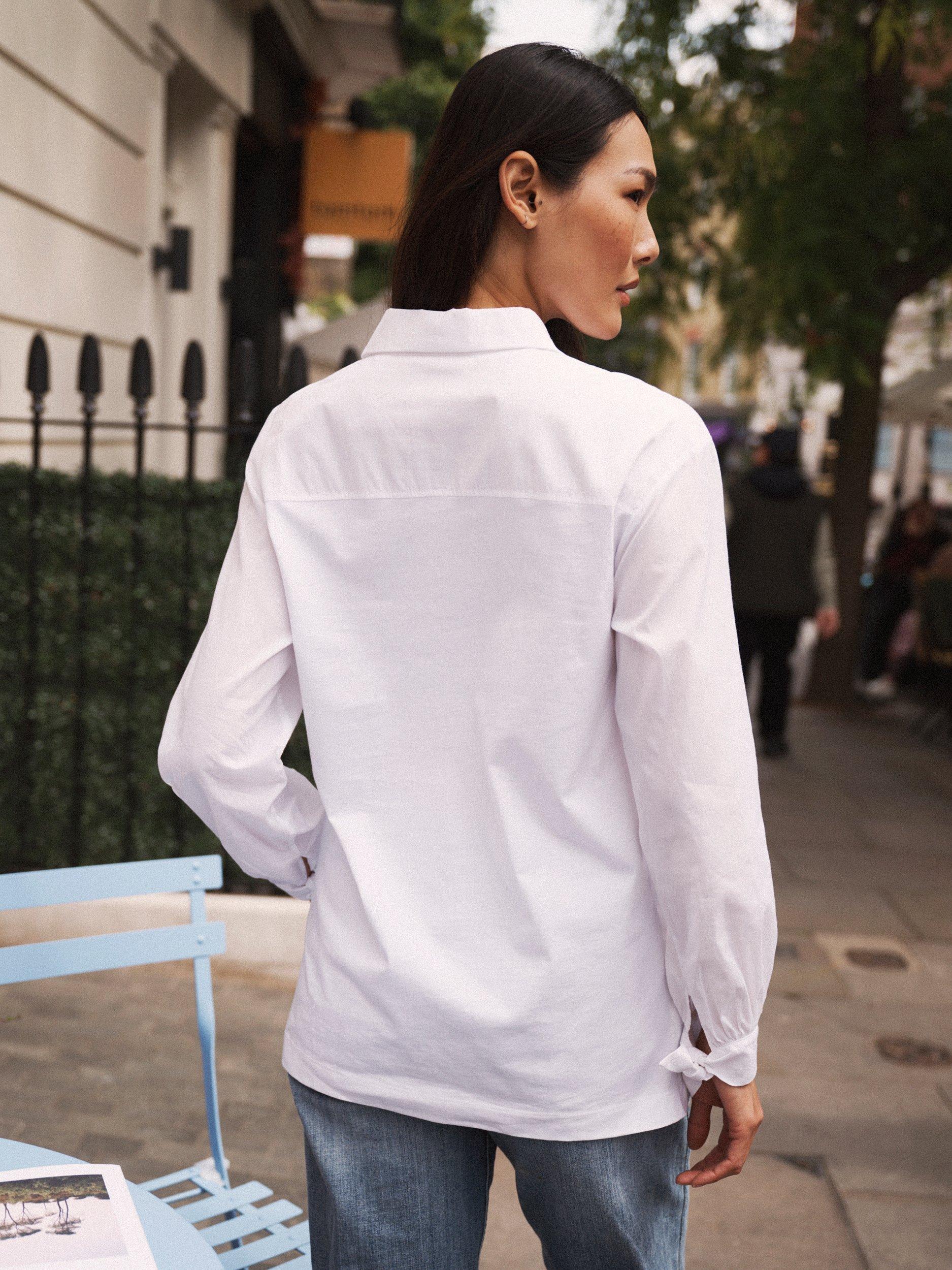 Product image 5 of 8, which shows NRBY Romi Poplin Sleeve Top, White, XS