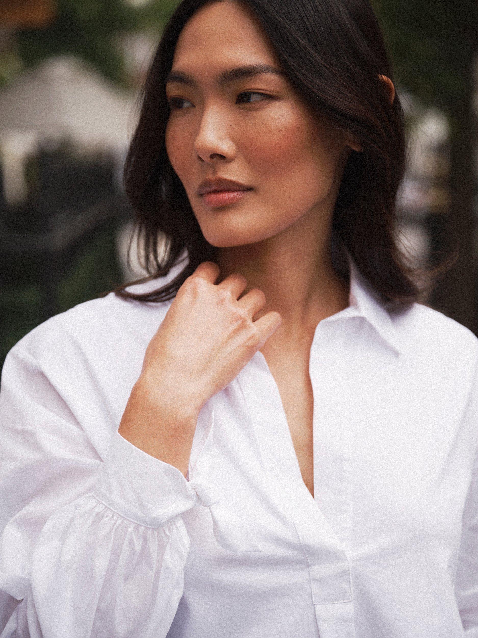 Product image 7 of 8, which shows NRBY Romi Poplin Sleeve Top, White, XS