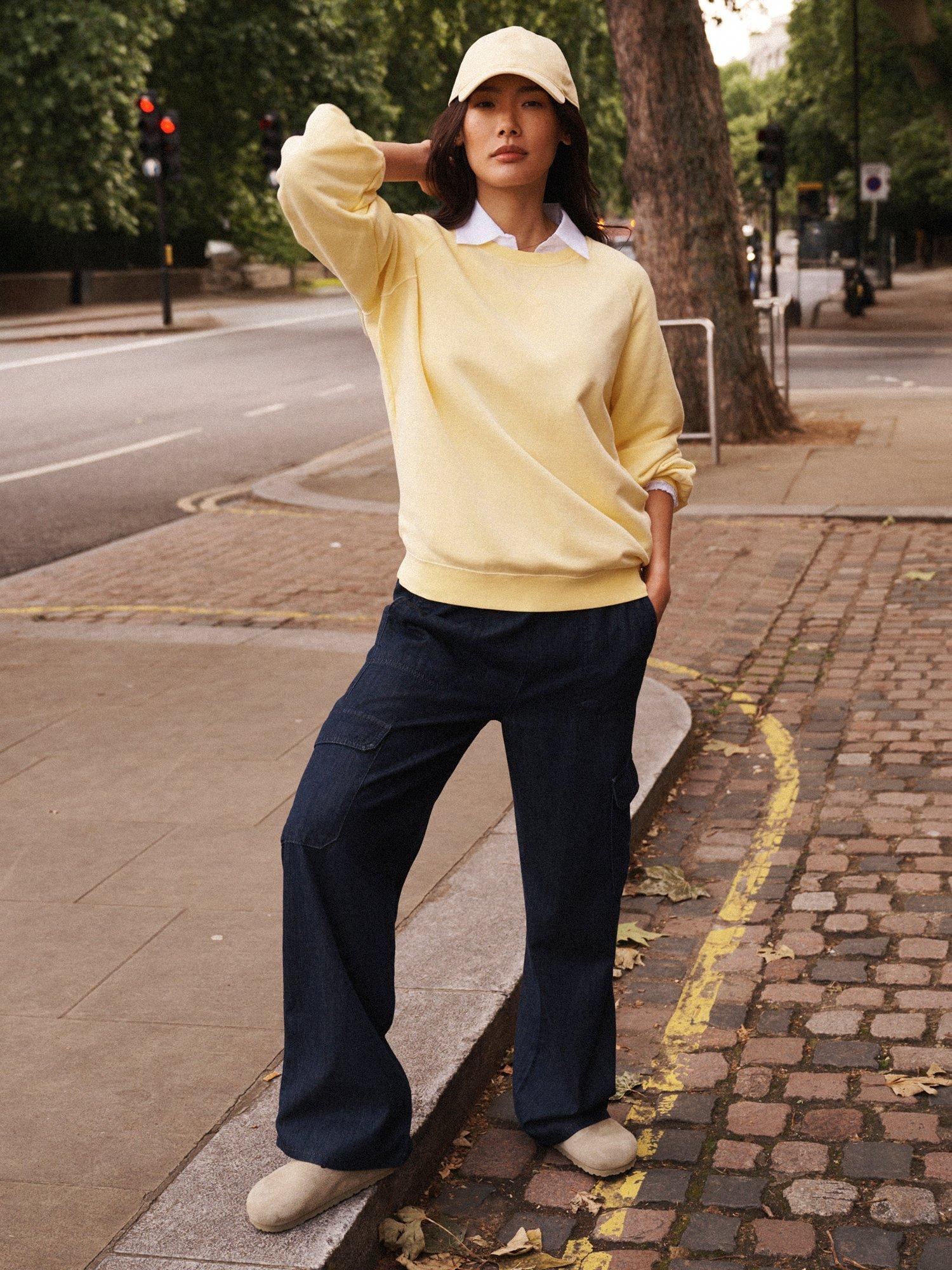 Product image 2 of 8, which shows NRBY Sandi Garment Dyed Sweatshirt, Pale Banana, XS