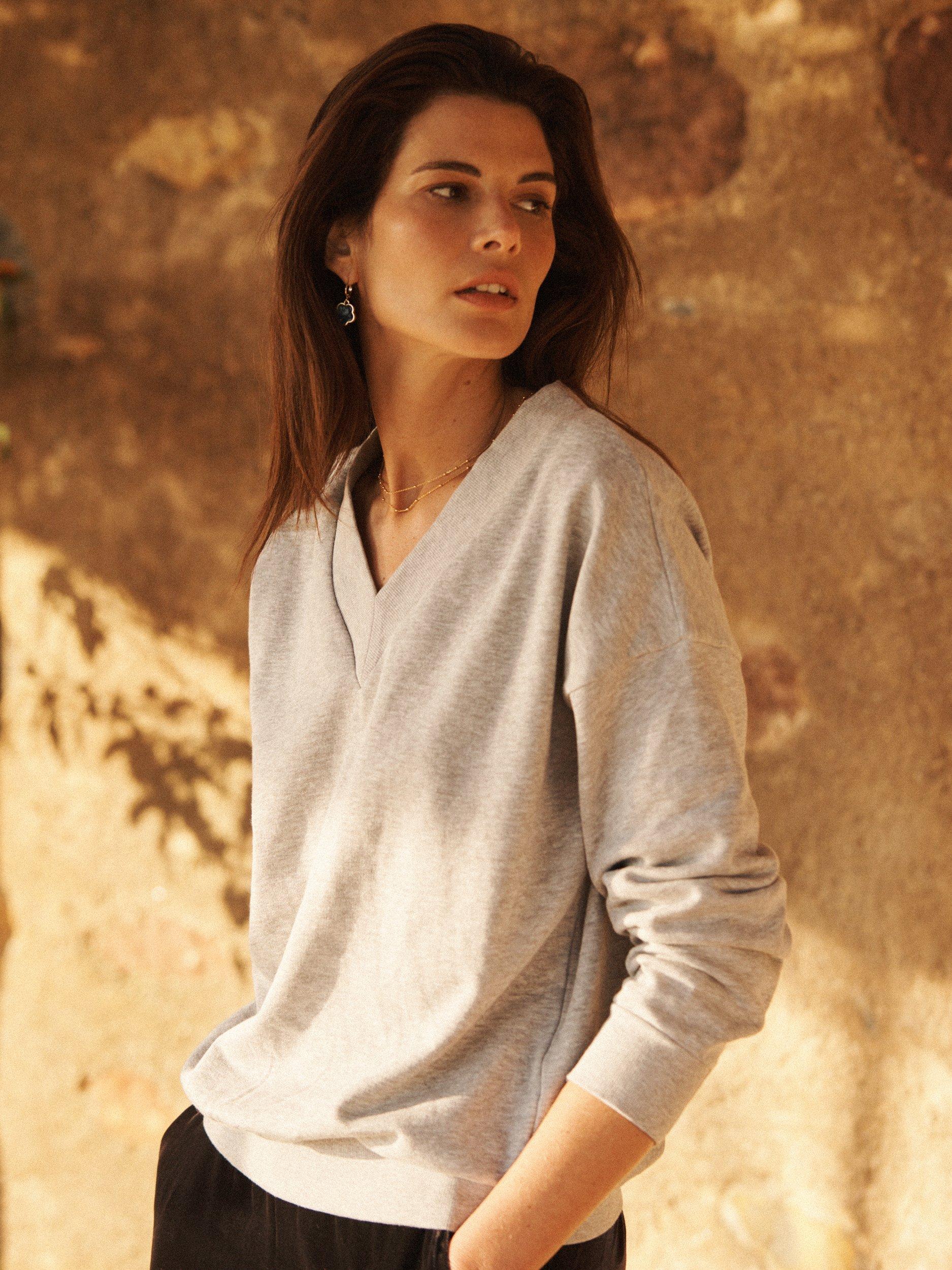 Product image 5 of 8, which shows NRBY Vida Garment Dyed Jumper, Grey Marl, XS