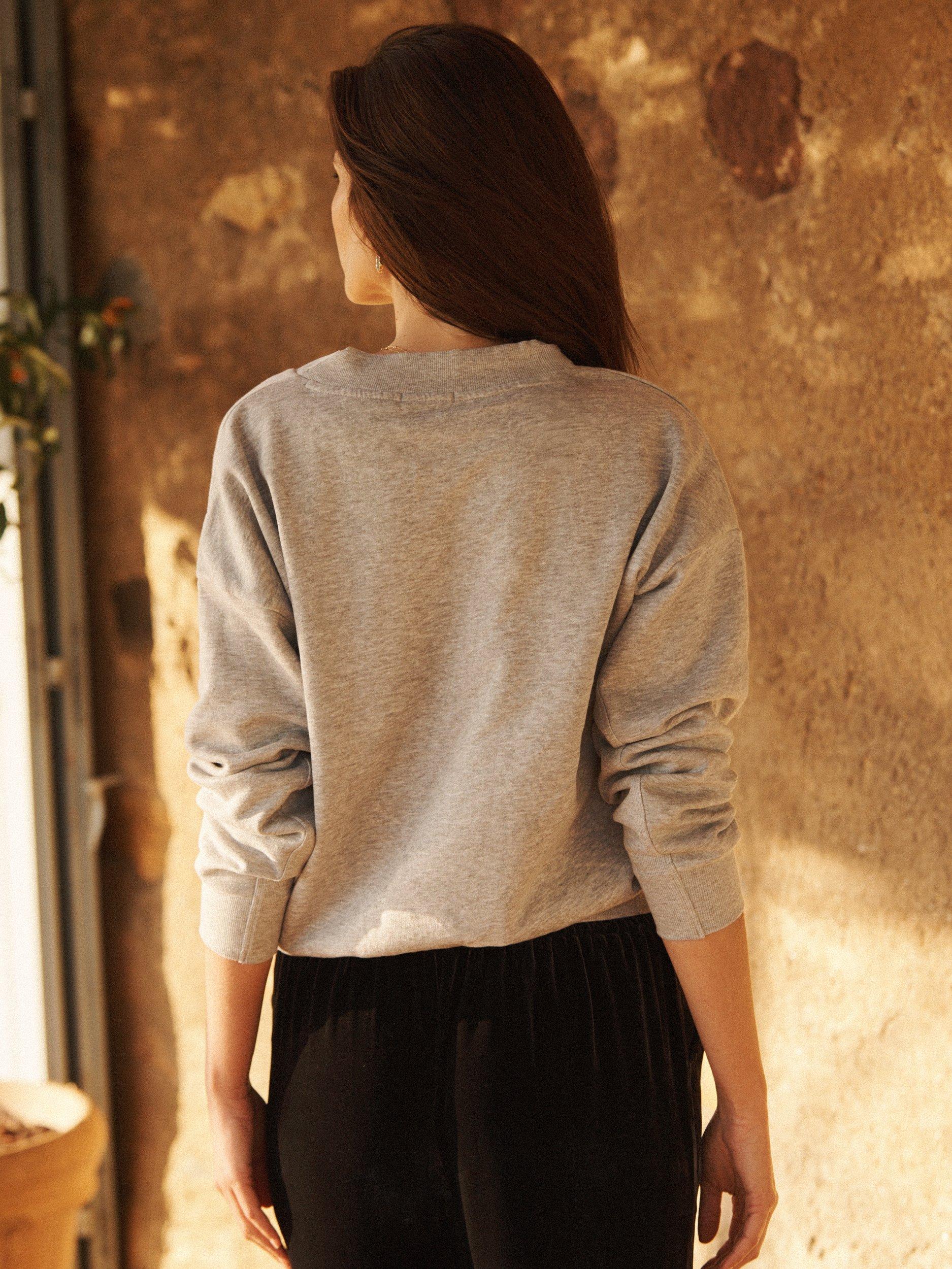 Product image 6 of 8, which shows NRBY Vida Garment Dyed Jumper, Grey Marl, XS