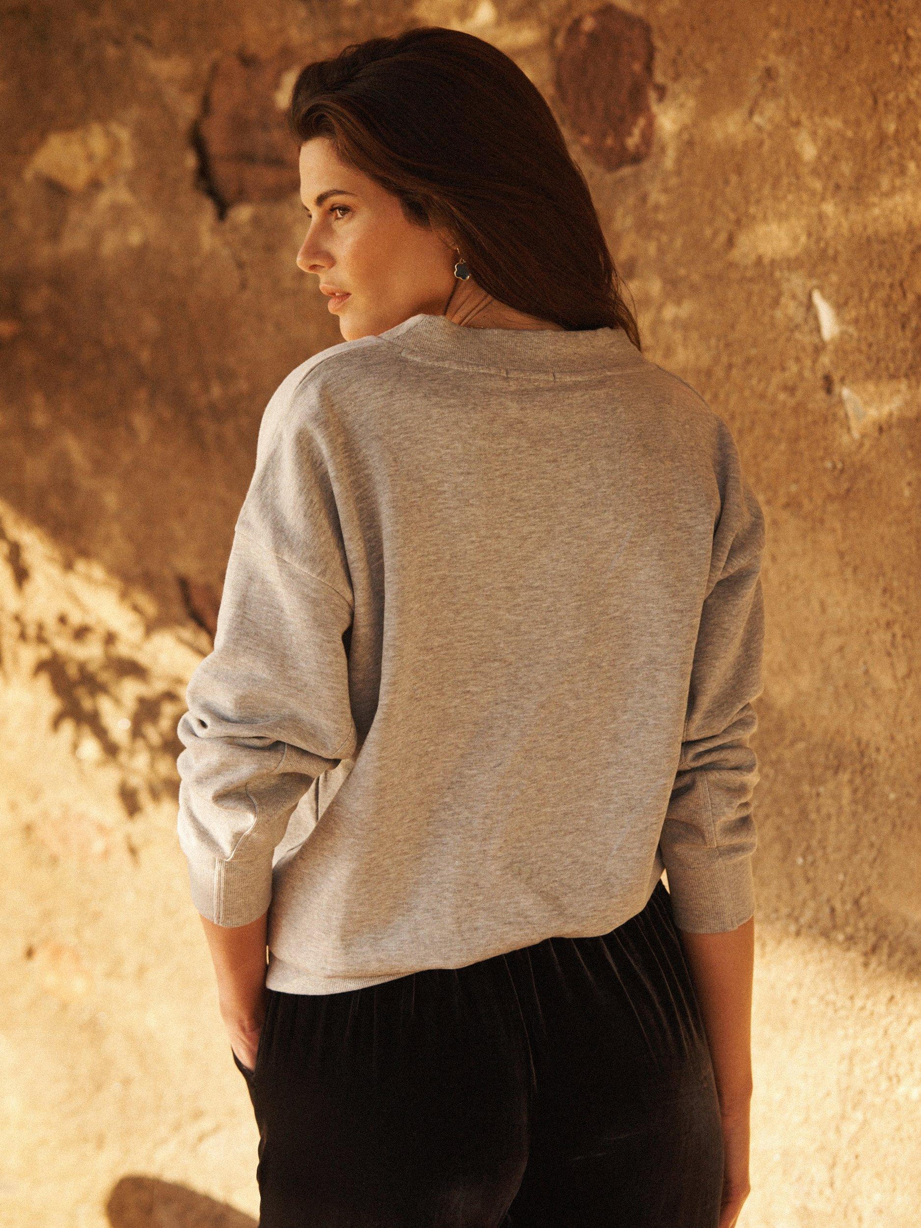 Product image 8 of 8, which shows NRBY Vida Garment Dyed Jumper, Grey Marl, XS