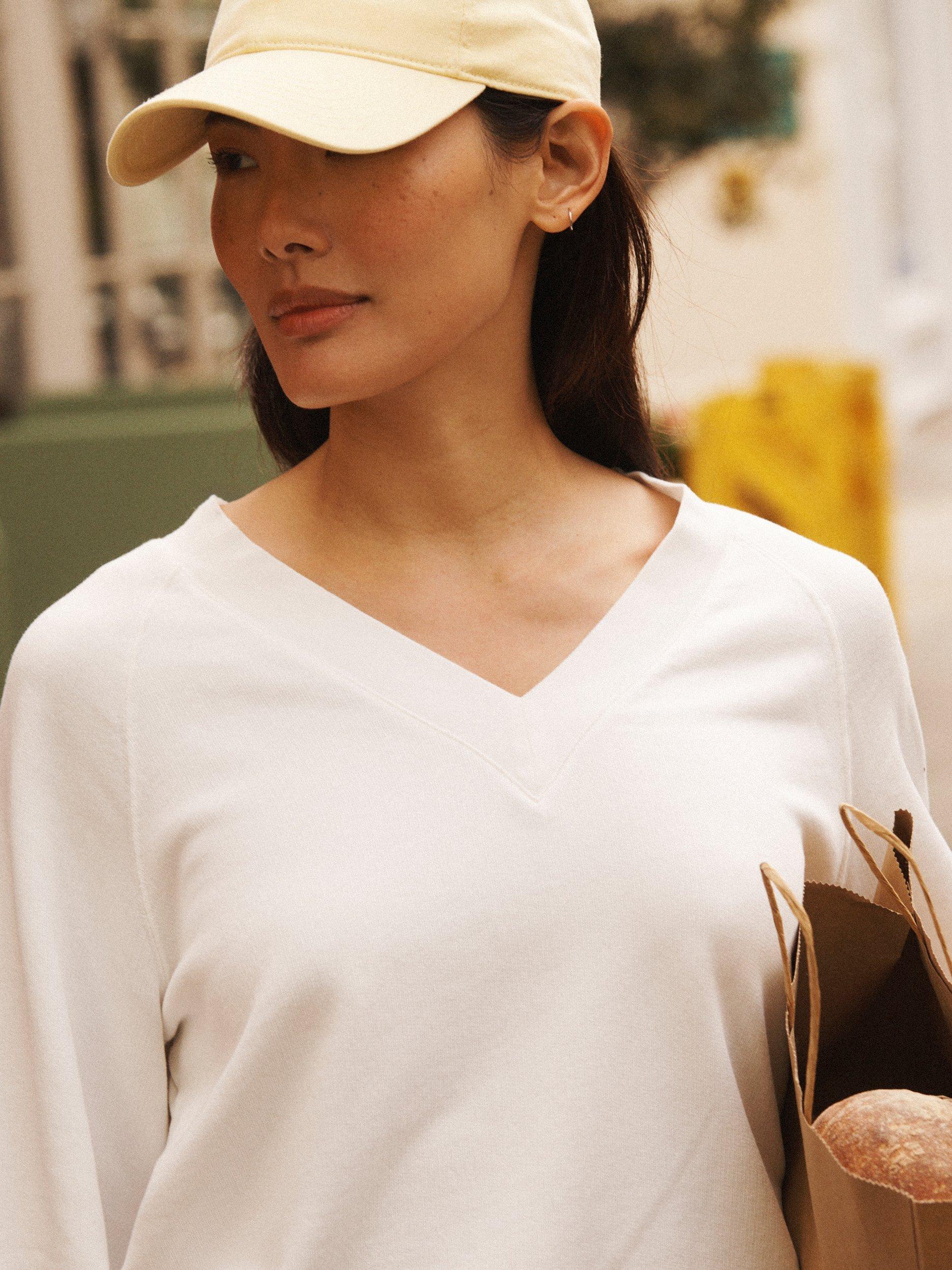 Product image 4 of 9, which shows NRBY Vida Cotton Sweatshirt, White, XS