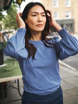 NRBY Teddy Shirred Cuff Top - view 2, Light Blue