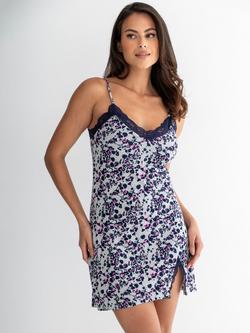 Pour Moi Sofa Loves Floral Lace Chemise, Grey/Multi, Grey/Multi