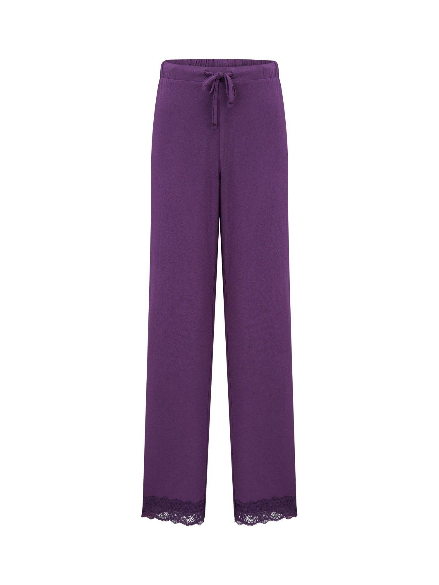 Product image 6 of 7, which shows Pour Moi Sofa Loves Lace Pyjama Bottoms, Plum, 8