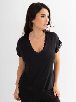 Pour Moi Sofa Loves Lace Hidden Support T-Shirt, Black, Black