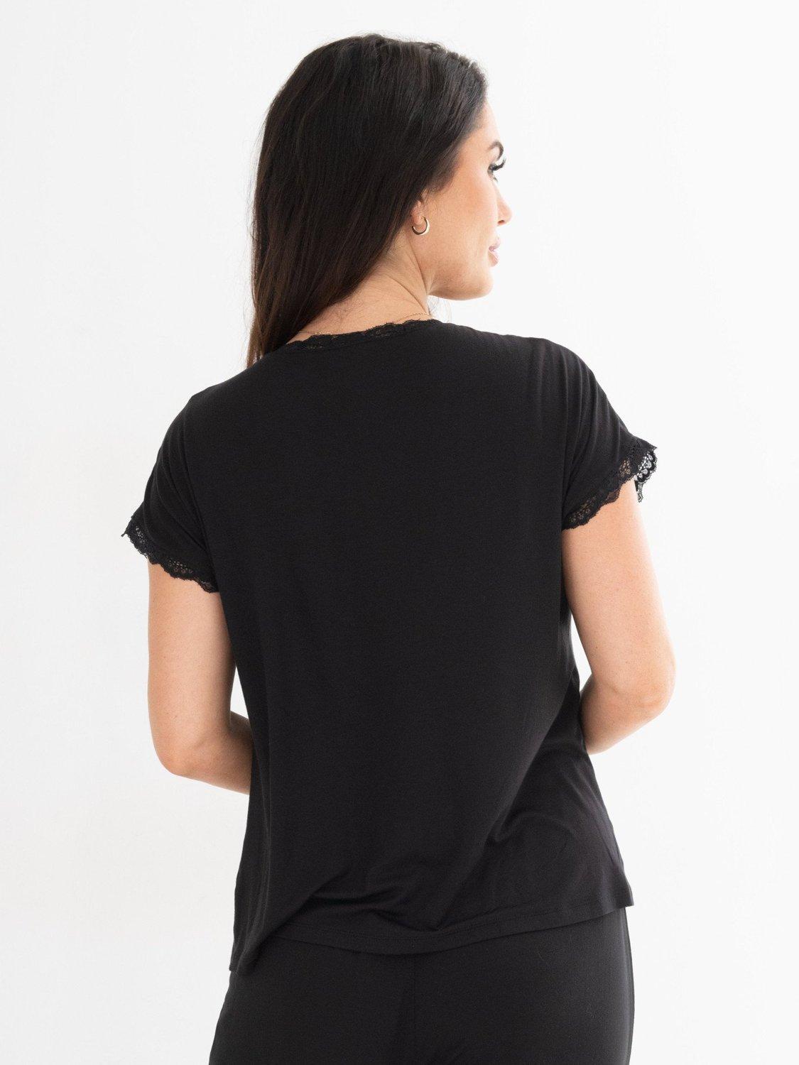 Product image 3 of 9, which shows Pour Moi Sofa Loves Lace Hidden Support T-Shirt, Black, 8