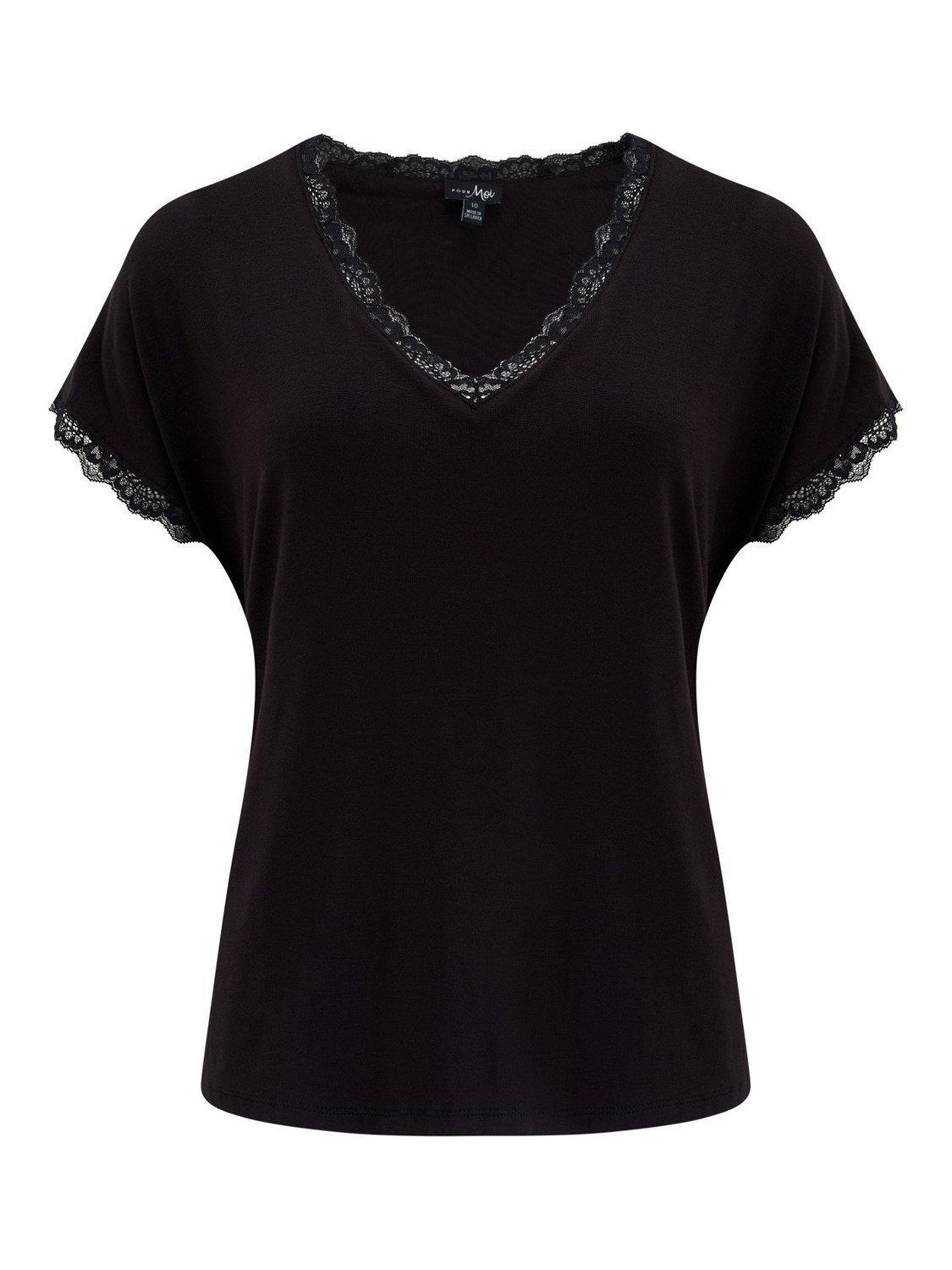 Product image 8 of 9, which shows Pour Moi Sofa Loves Lace Hidden Support T-Shirt, Black, 8
