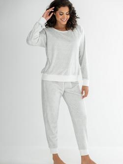 Pour Moi Cosy Fleece Sweatshirt and Jogger Pyjama Set, Grey/White