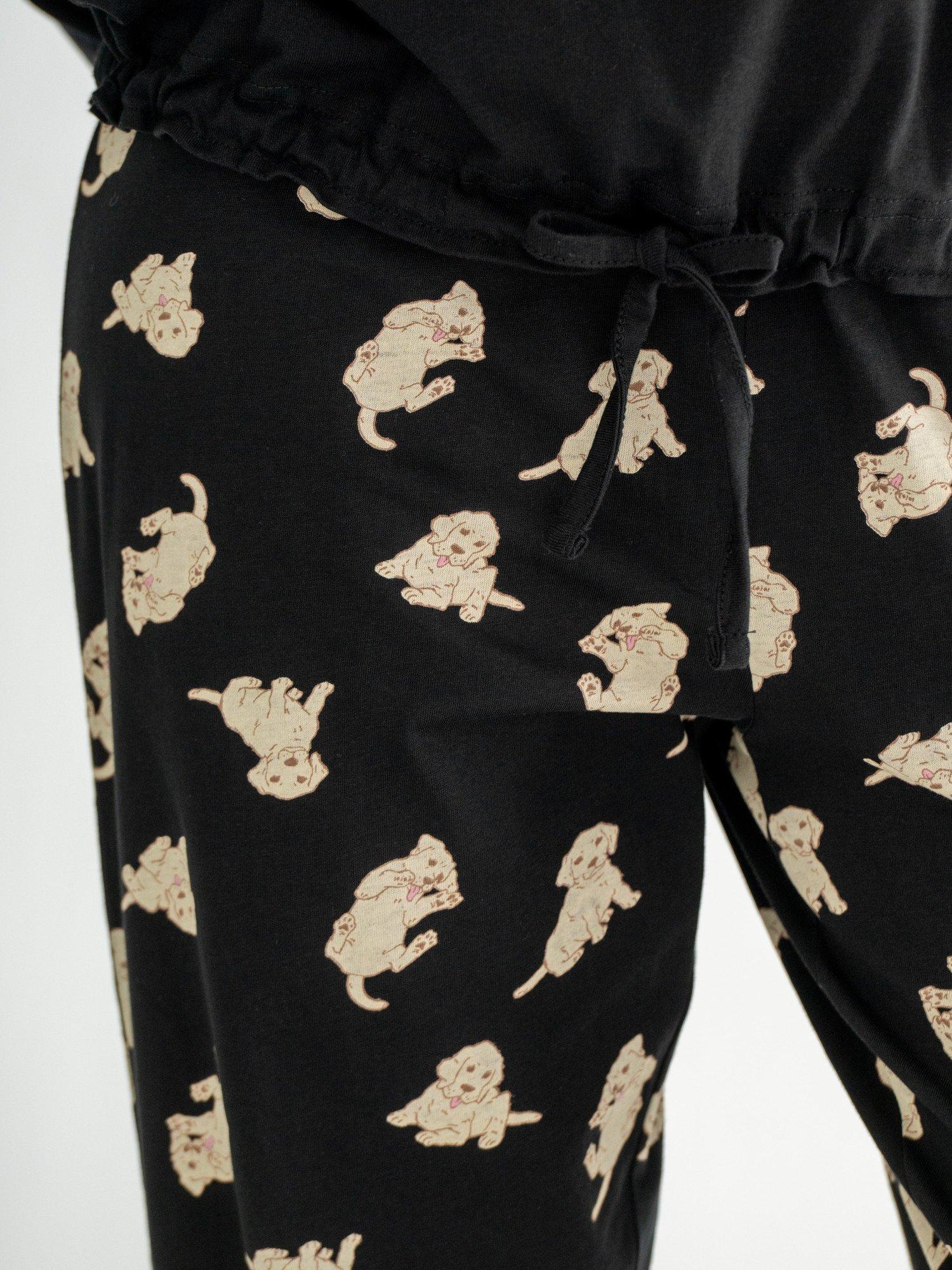 Product image 3 of 11, which shows Pour Moi Jersey Cotton Dog Pyjama Set , Black, 8