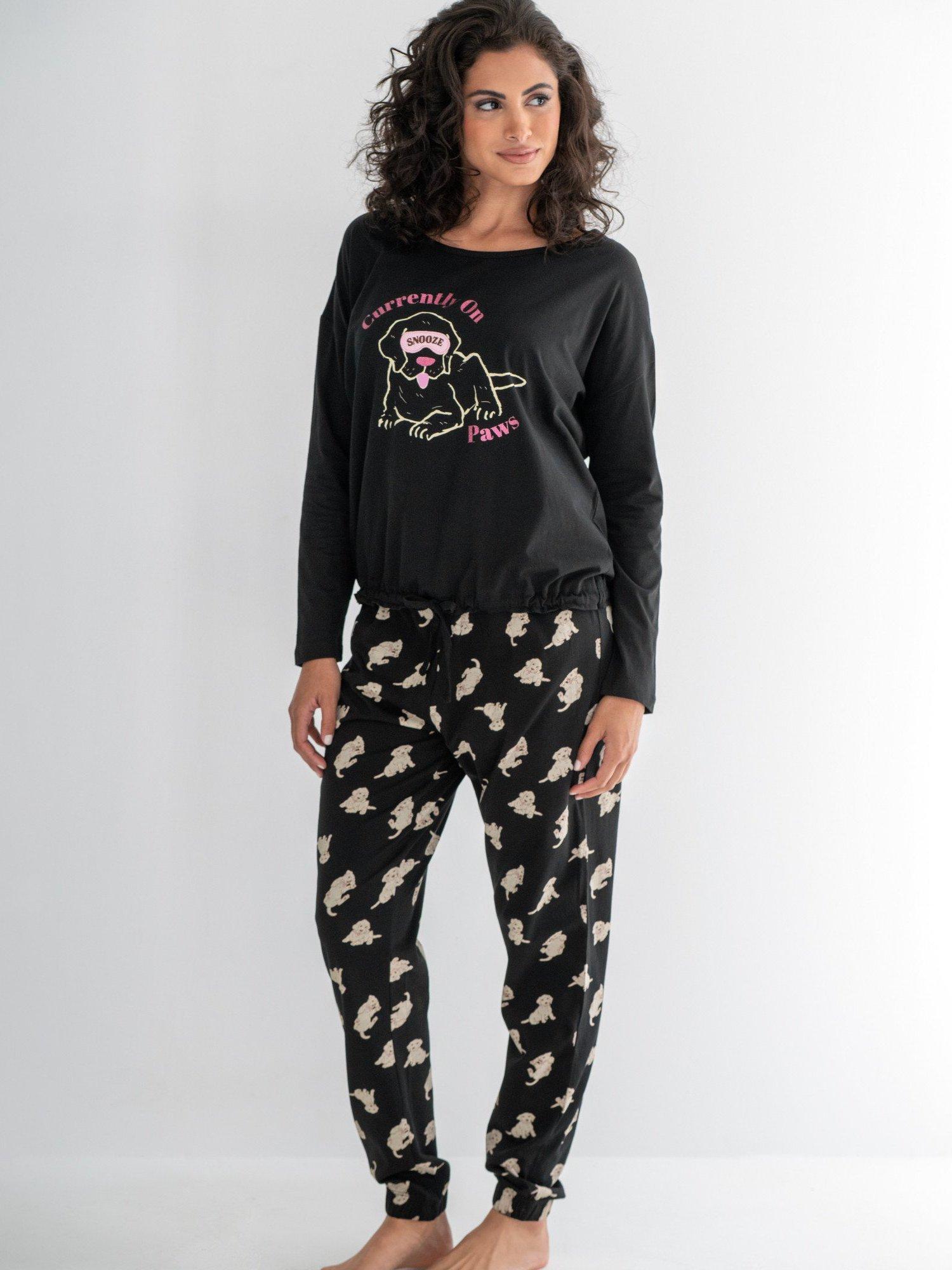 Product image 4 of 11, which shows Pour Moi Jersey Cotton Dog Pyjama Set , Black, 8