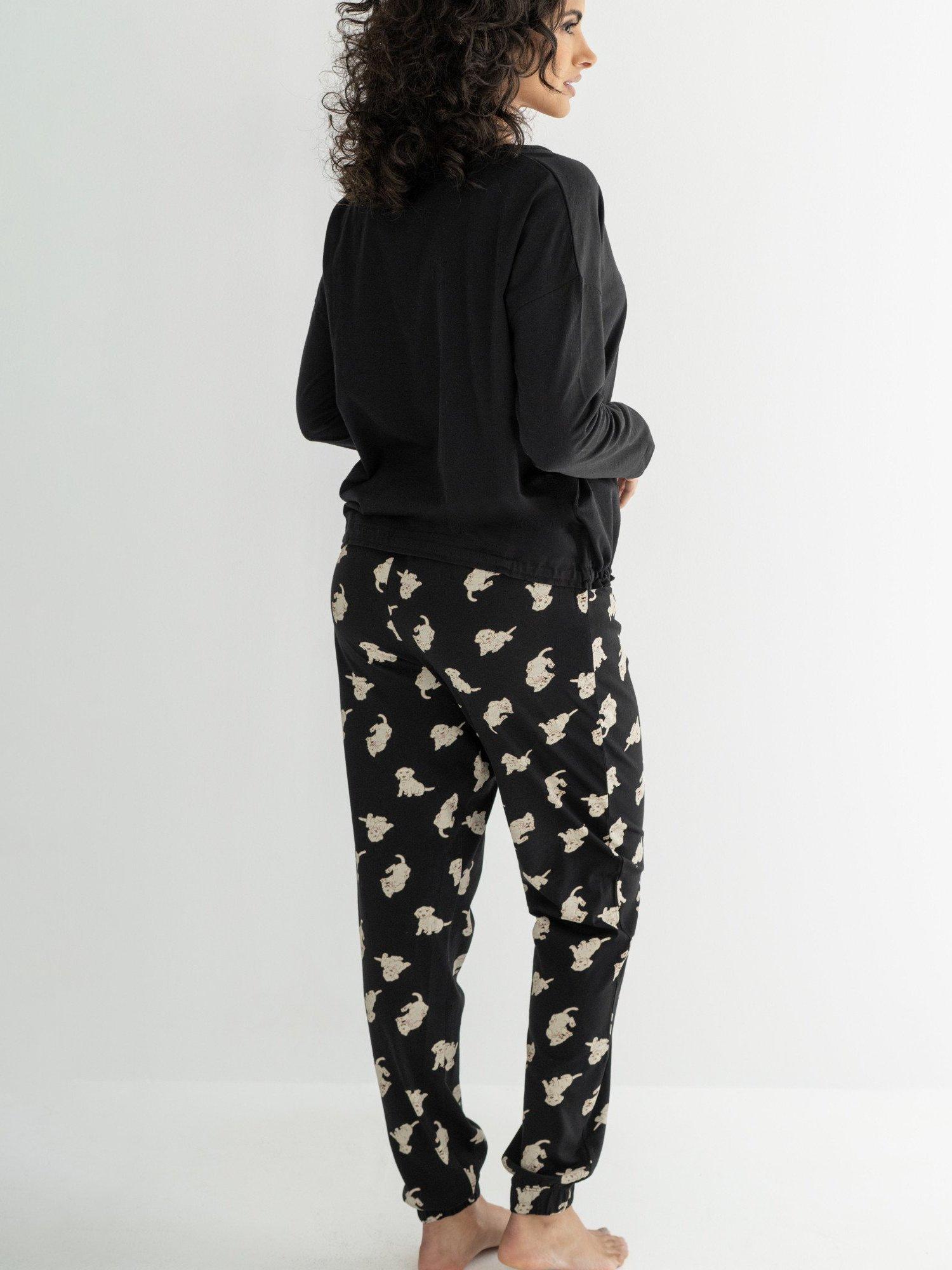 Product image 5 of 11, which shows Pour Moi Jersey Cotton Dog Pyjama Set , Black, 8