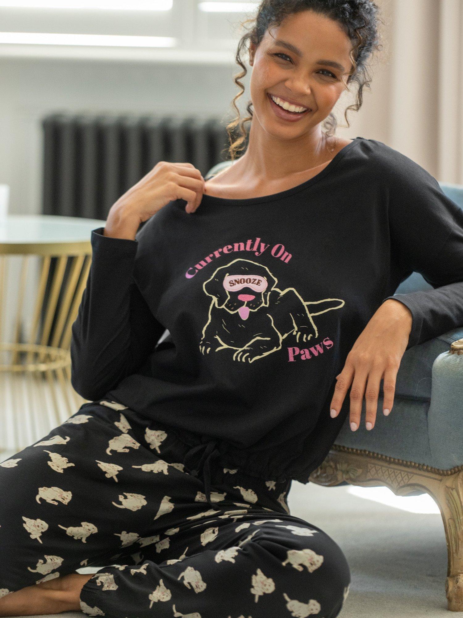 Product image 8 of 11, which shows Pour Moi Jersey Cotton Dog Pyjama Set , Black, 8