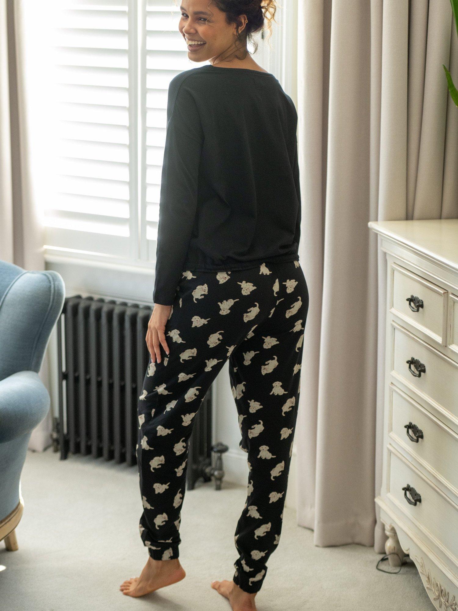 Product image 9 of 11, which shows Pour Moi Jersey Cotton Dog Pyjama Set , Black, 8