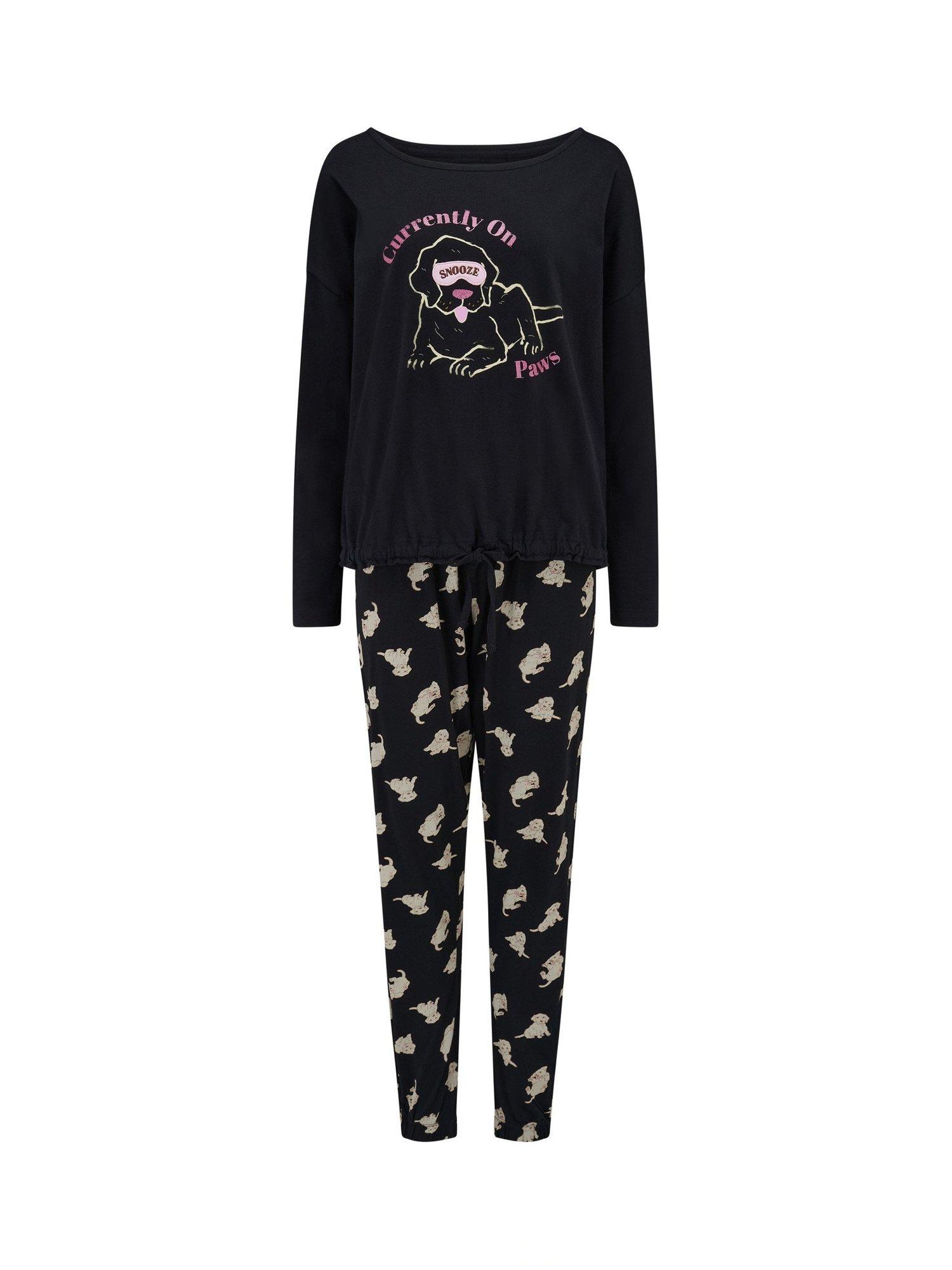 Product image 10 of 11, which shows Pour Moi Jersey Cotton Dog Pyjama Set , Black, 8