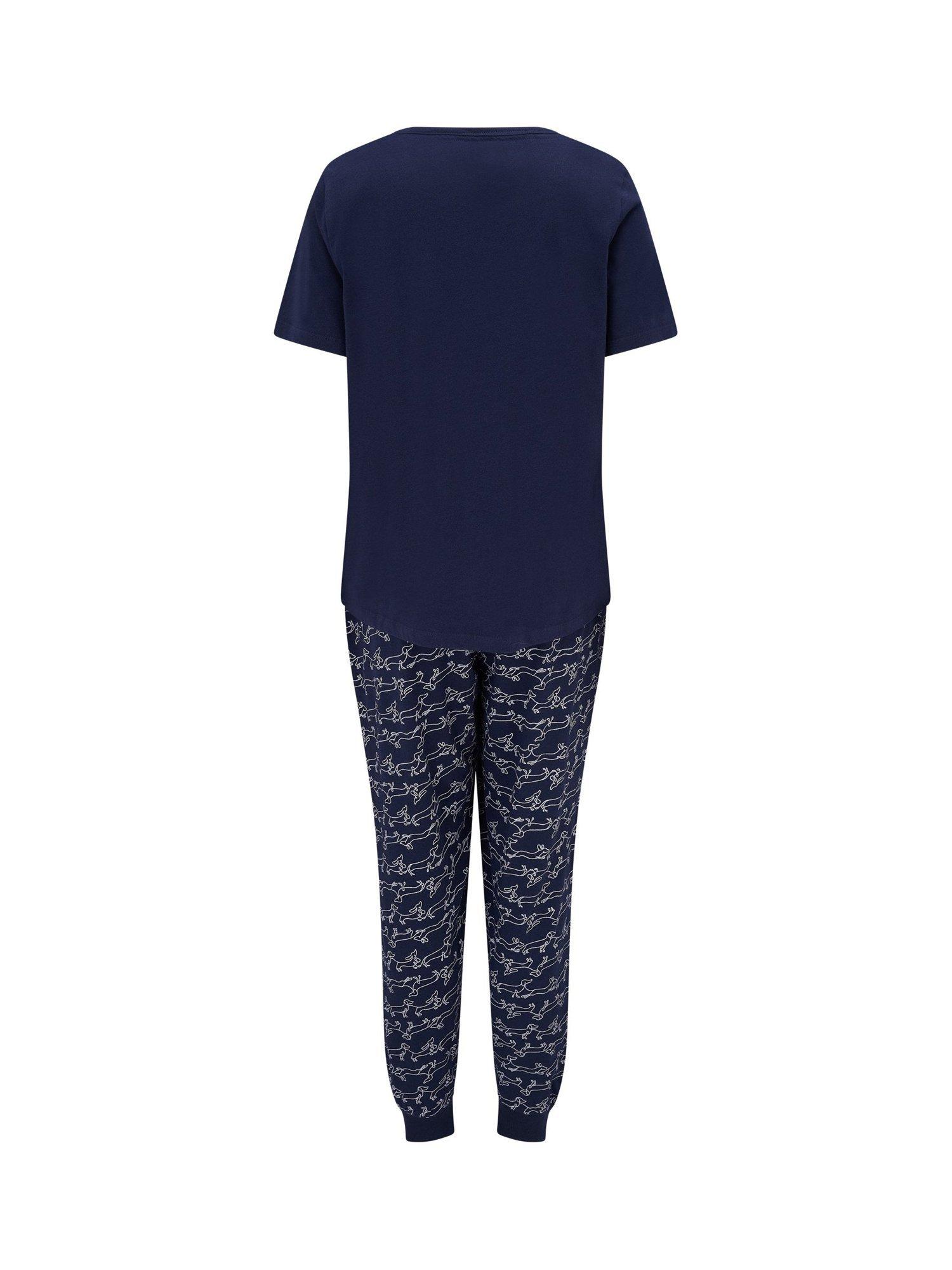 Product image 10 of 10, which shows Pour Moi Jersey Cotton Daschund Short Sleeve Pyjama Set , Navy, 8