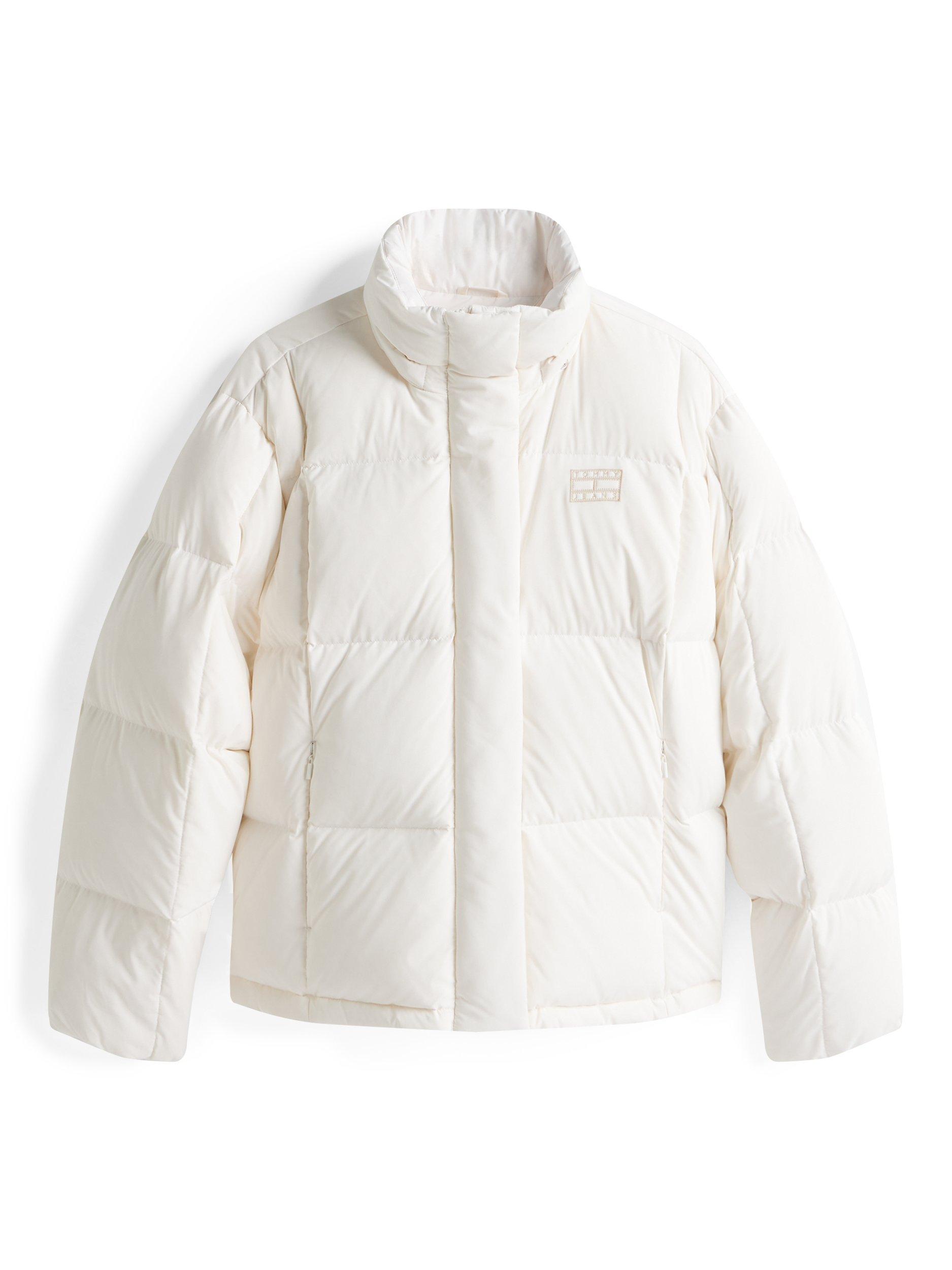 Product image 5 of 5, which shows Tommy Jeans Alaska Shiny Down Longline Puffer Jacket, Ancient White, S