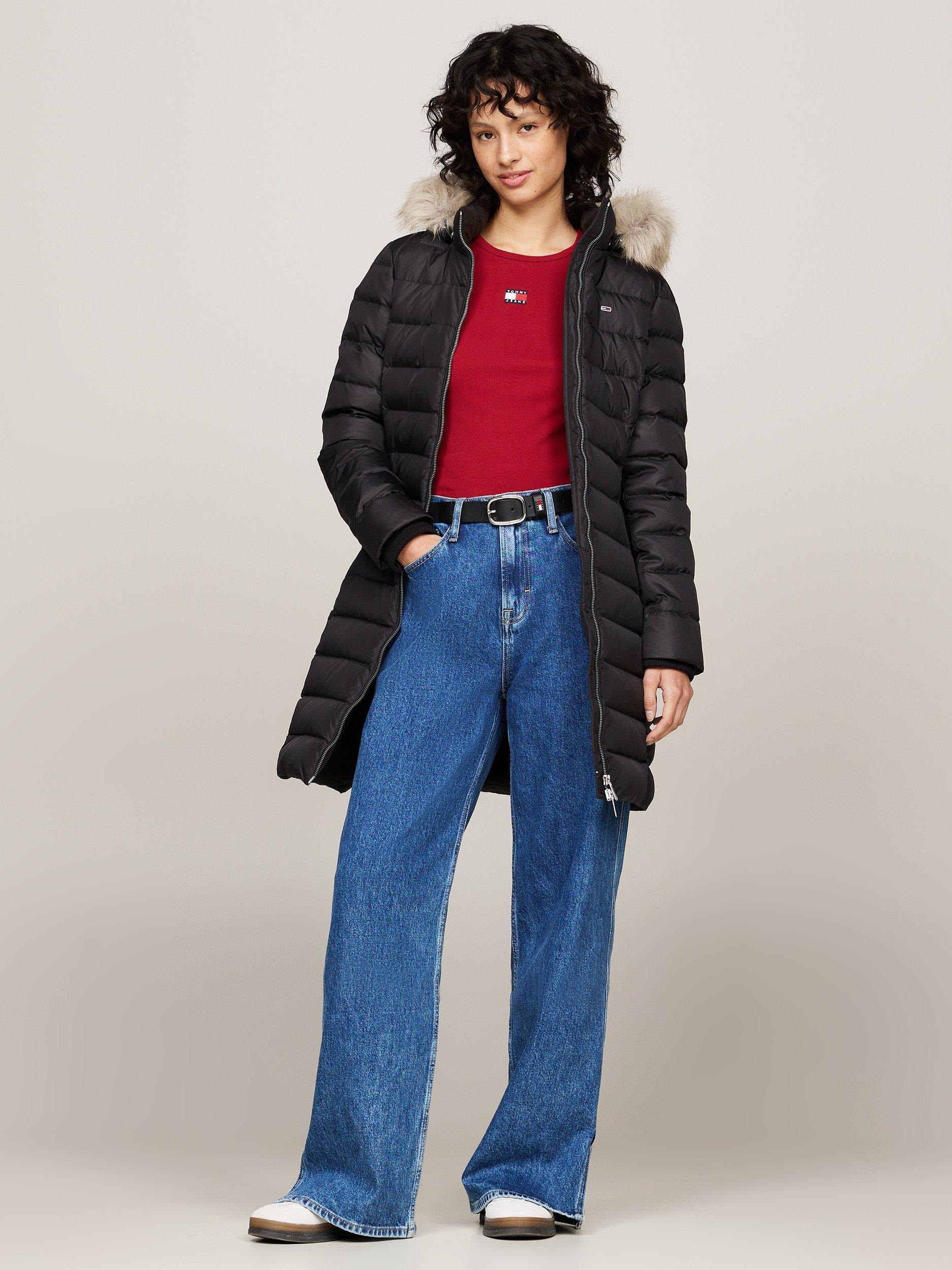 Tommy Jeans Shiny Water Repellent Down Puffer Coat, Black