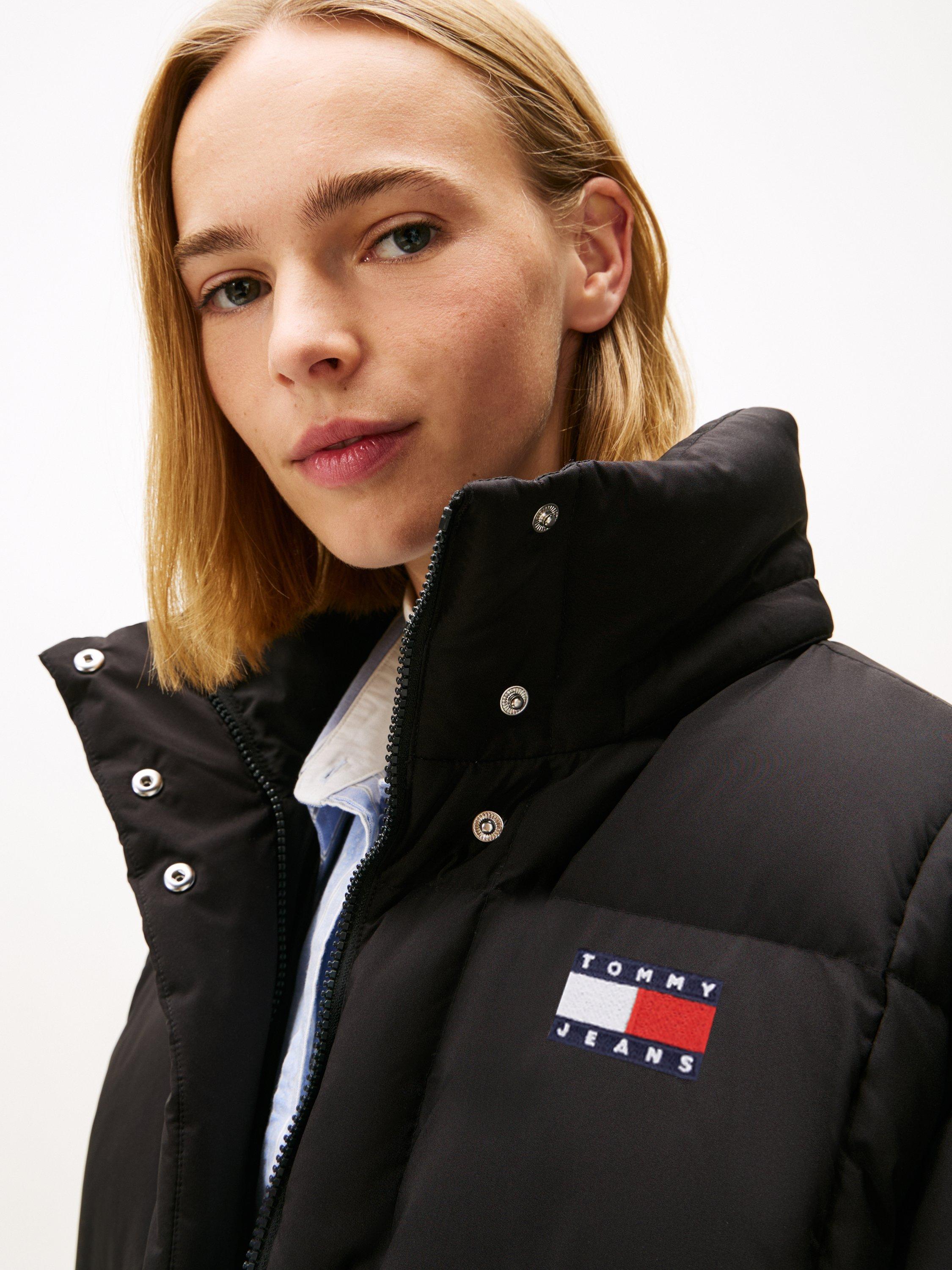 Product image 4 of 5, which shows Tommy Jeans Alaska Shiny Down Longline Puffer Jacket, Black, XL