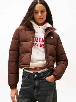 Tommy Jeans Flag Logo Water Repellent Relaxed Puffer Jacket, Rich Brown, Rich Brown