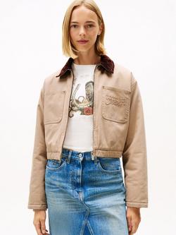 Tommy Jeans Cropped Utility Jacket, Malted Milk, Malted Milk
