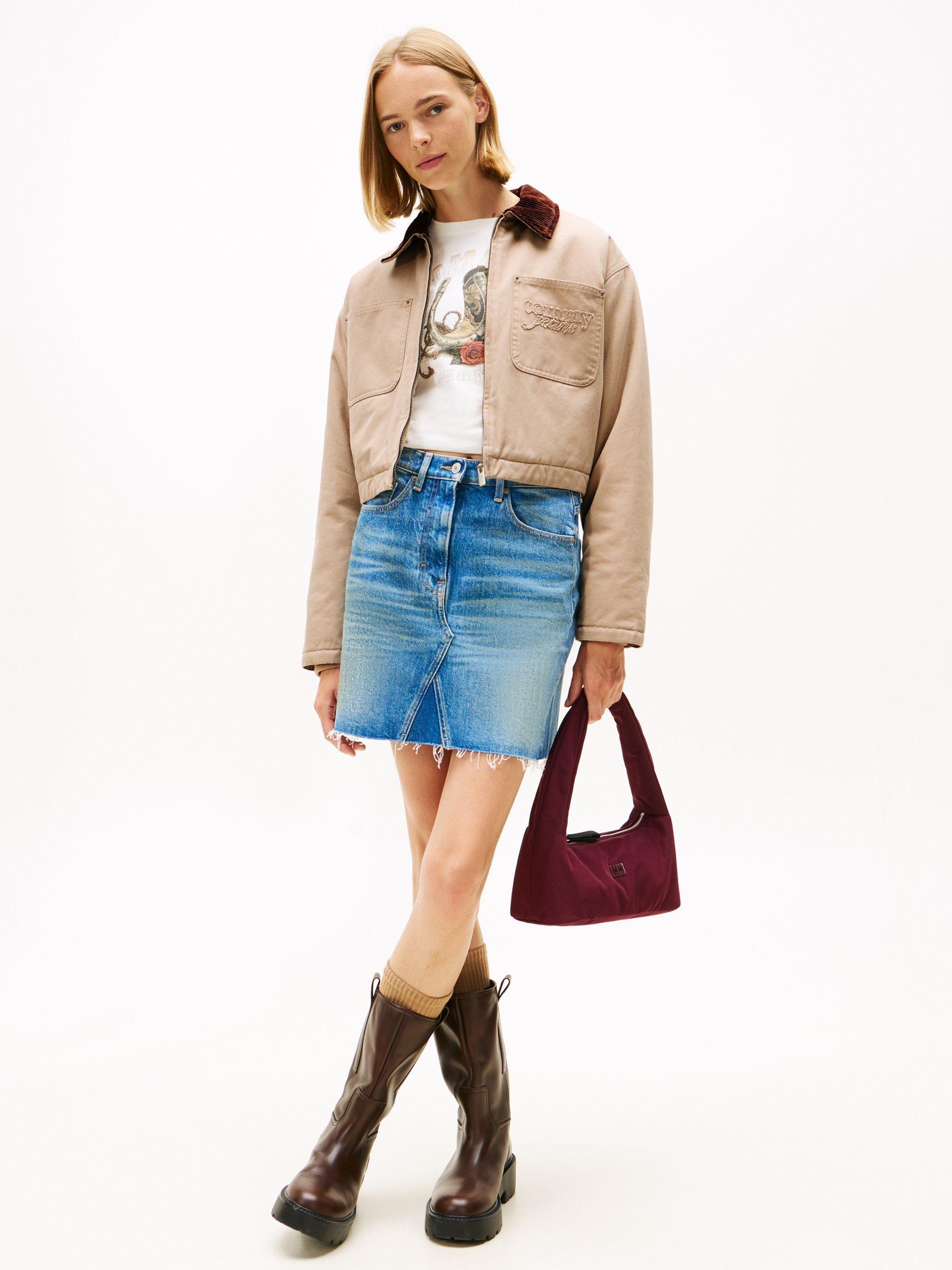 Product image 3 of 6, which shows Tommy Jeans Cropped Utility Jacket, Malted Milk, XS