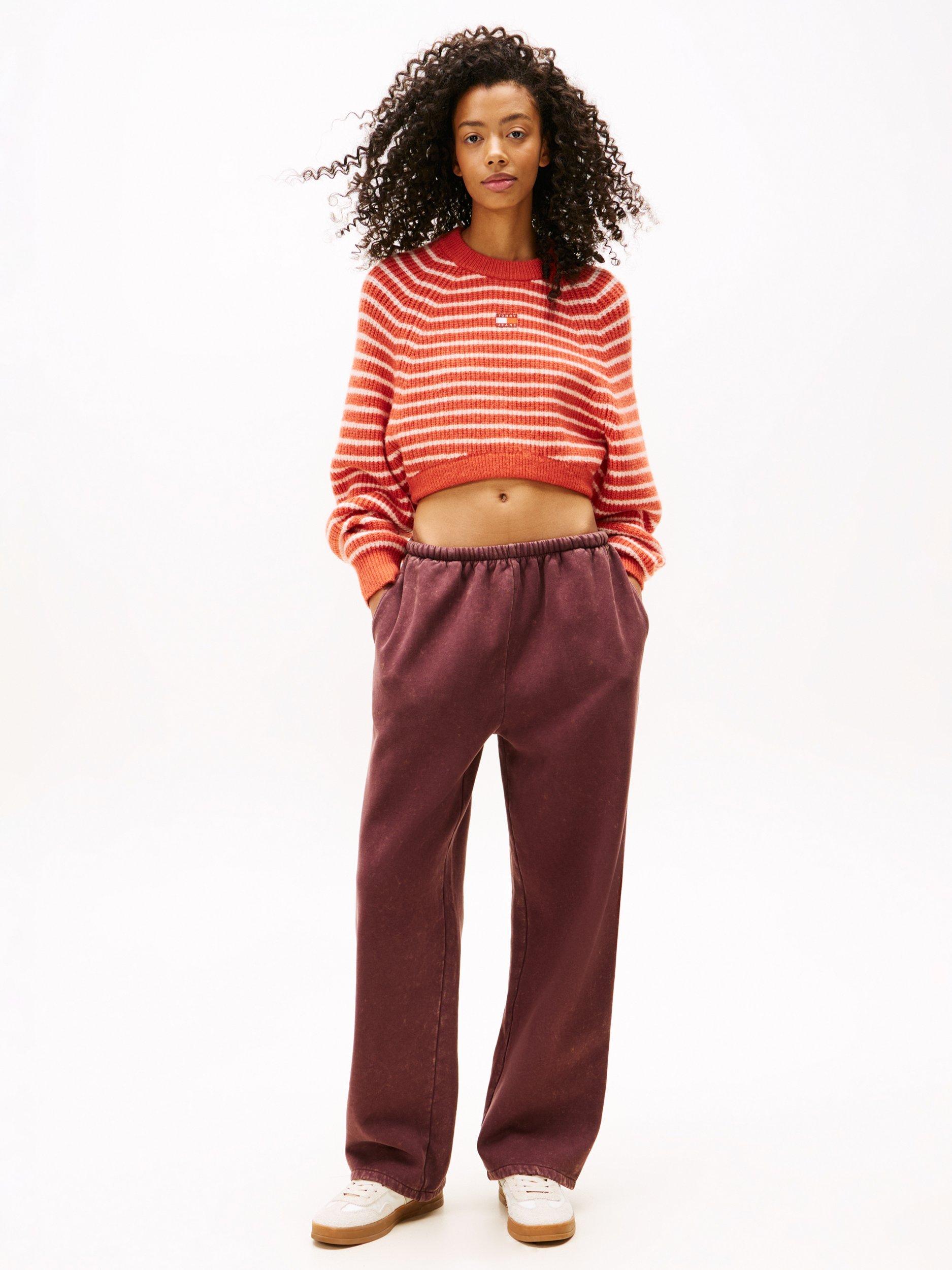 Product image 4 of 5, which shows Tommy Hilfiger Badged Wool Boxy Jumper, Orange/Multi, XS