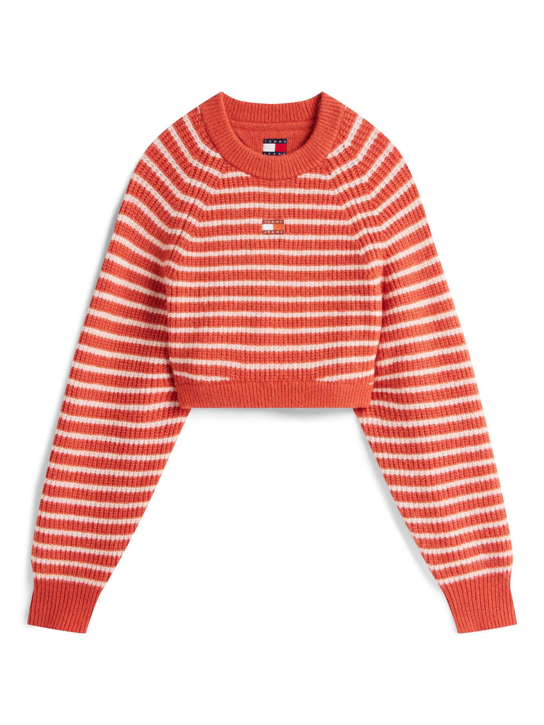 Product image 5 of 5, which shows Tommy Hilfiger Badged Wool Boxy Jumper, Orange/Multi, XS