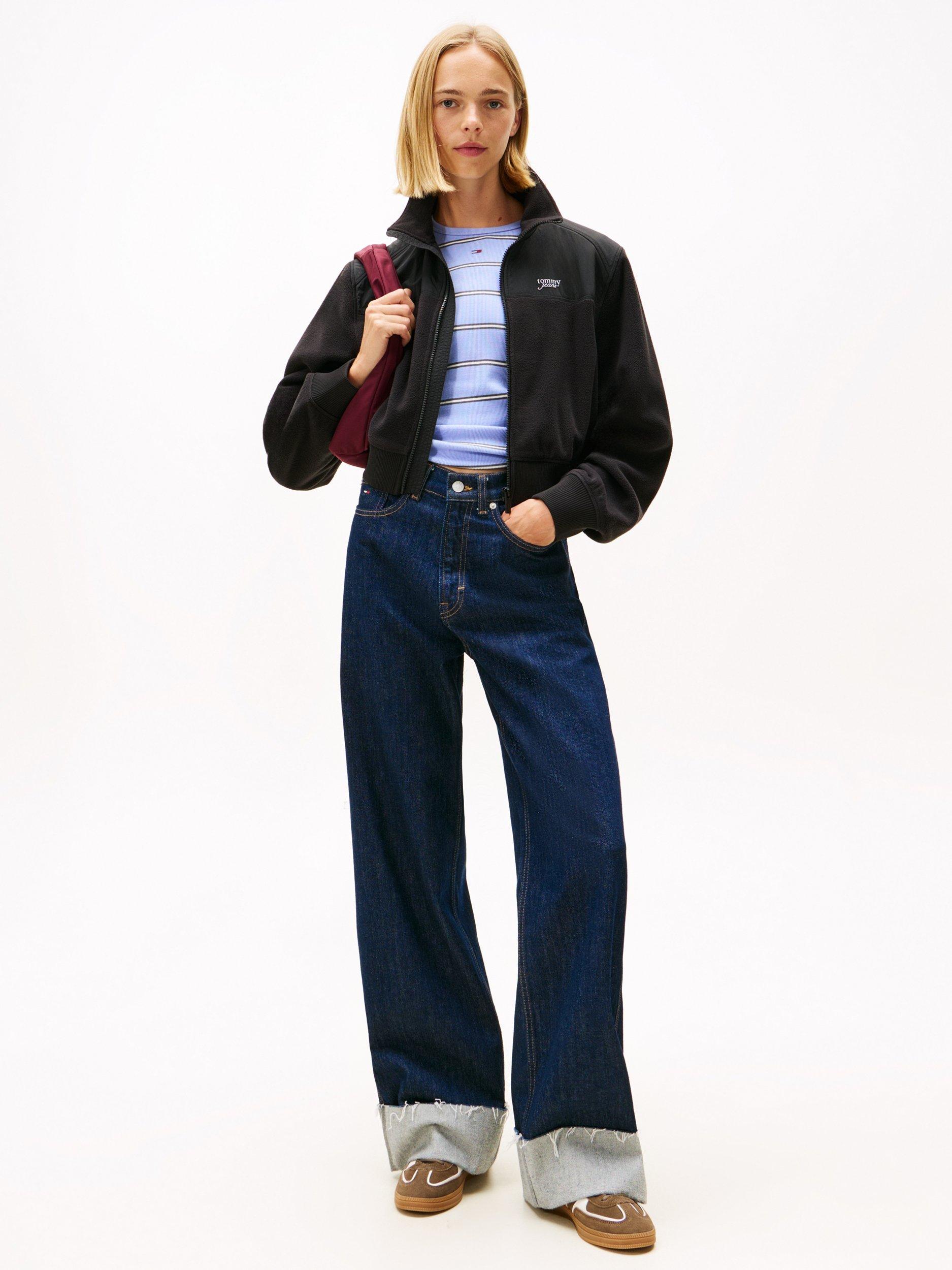 Product image 3 of 5, which shows Tommy Jeans Contrast Panel Polar Fleece Sweatshirt, Black, S