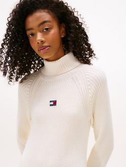 Tommy Jeans Long Sleeve Turtle Neck Midi Dress, Ancient White - view 2, Ancient White