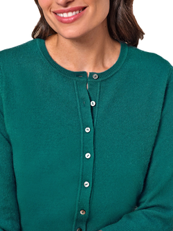 Pure Collection Cashmere Cropped Crew Neck Cardigan - view 2, Pine Green