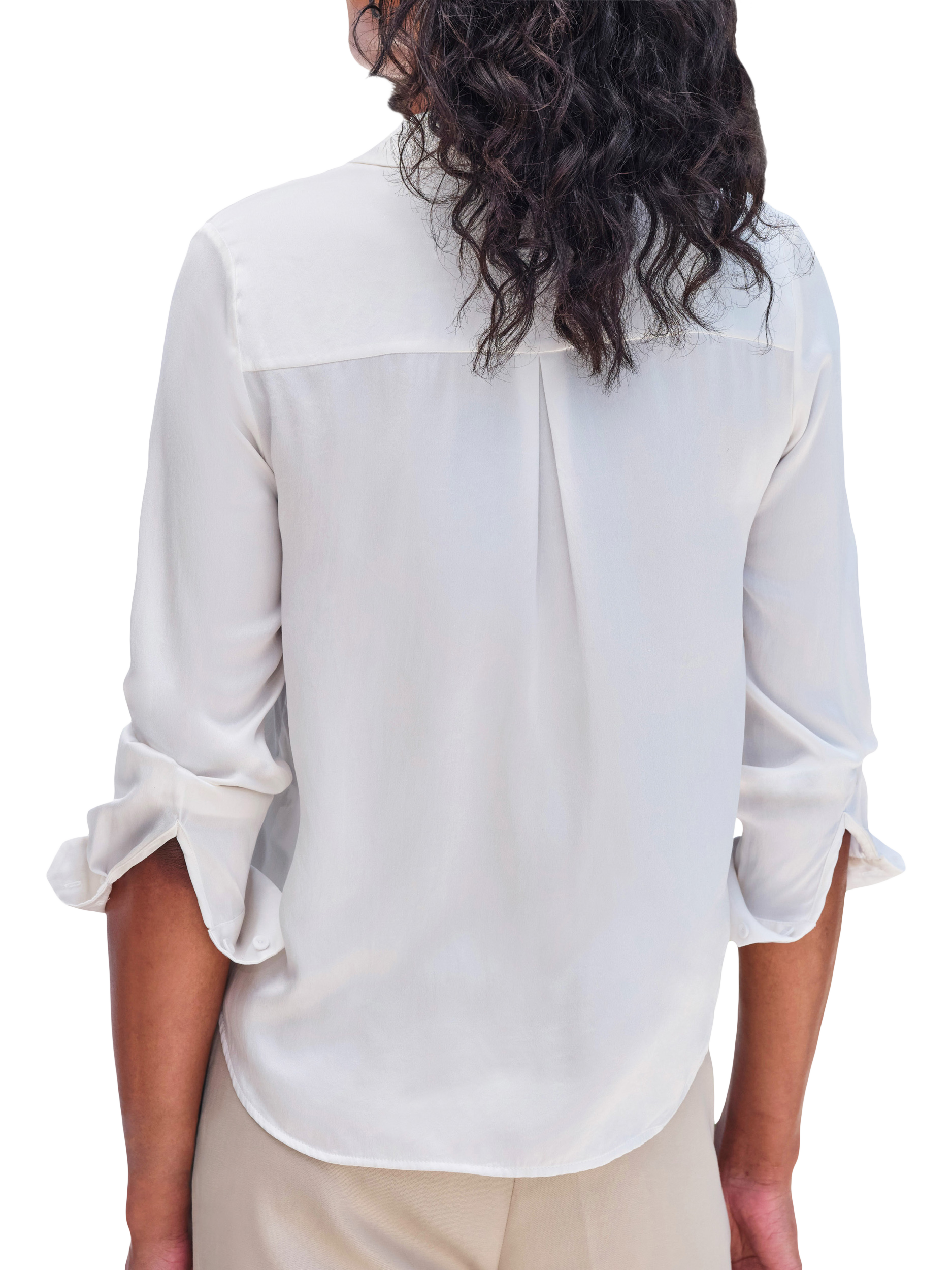 Product image 3 of 3, which shows Pure Collection Pure Silk Satin Shirt, Ivory, 8