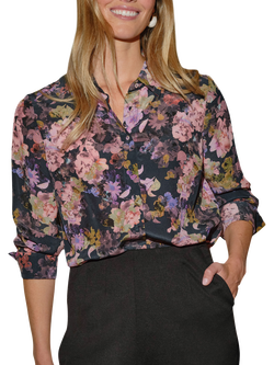 Pure Collection Floral Pure Silk Shirt, Multi, Multi