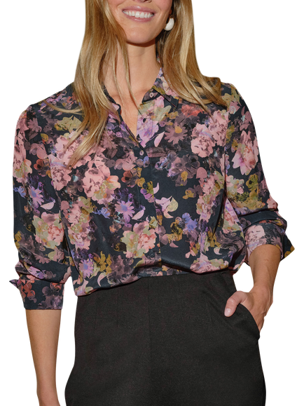 Pure Collection Floral Pure Silk Shirt, Multi, Multi