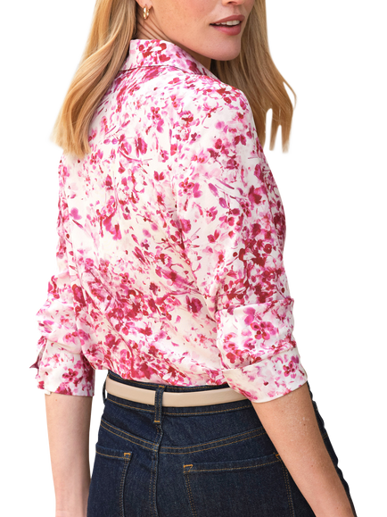 Pure Collection Floral Pure Silk Shirt, Hot Pink - view 2, Hot Pink