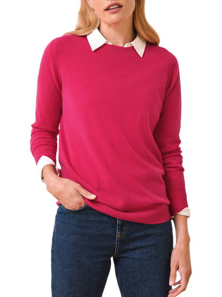 Pure Collection Boyfriend Fit Pure Cashmere Jumper, Cyclamen Pink, Cyclamen Pink