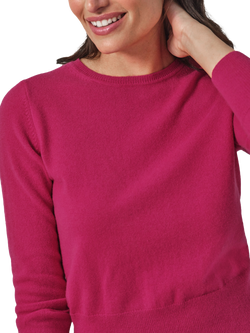 Pure Collection Cashmere Cropped Crew Neck Sweater - view 2, Redcurrant