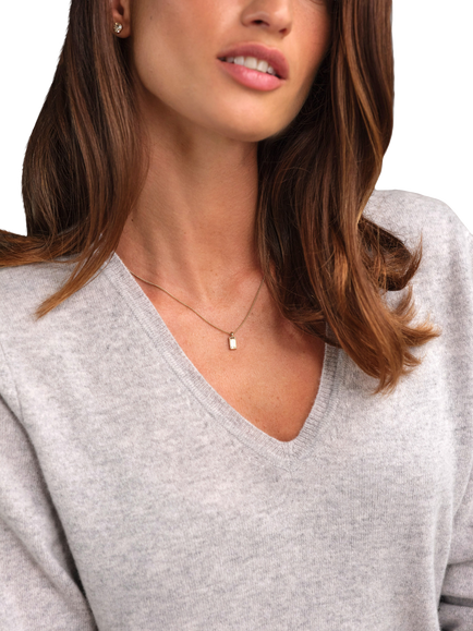 Pure Collection Pure Cashmere V -Neck Jumper, Heather Dove - view 2, Heather Dove