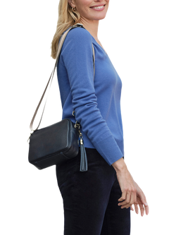 Pure Collection V-Neck Cashmere Jumper - view 2, Mineral Blue