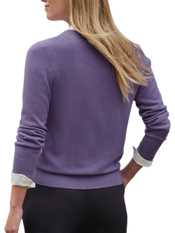 Pure Collection V-Neck Pure Cashmere Jumper, Viola - view 2, Viola