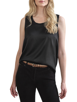 Pure Collection Silk Front Jersey Vest Top, Black