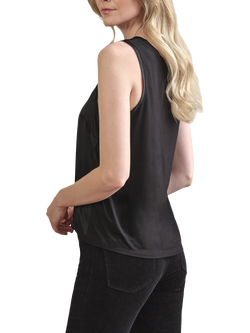 Pure Collection Silk Front Jersey Vest Top - view 2, Black