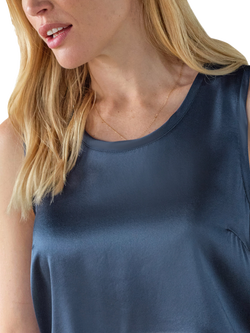 Pure Collection Silk Front Jersey Vest Top - view 2, Navy