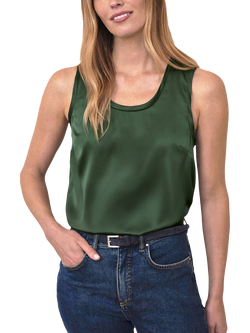 Pure Collection Silk Front Jersey Vest, Emerald
